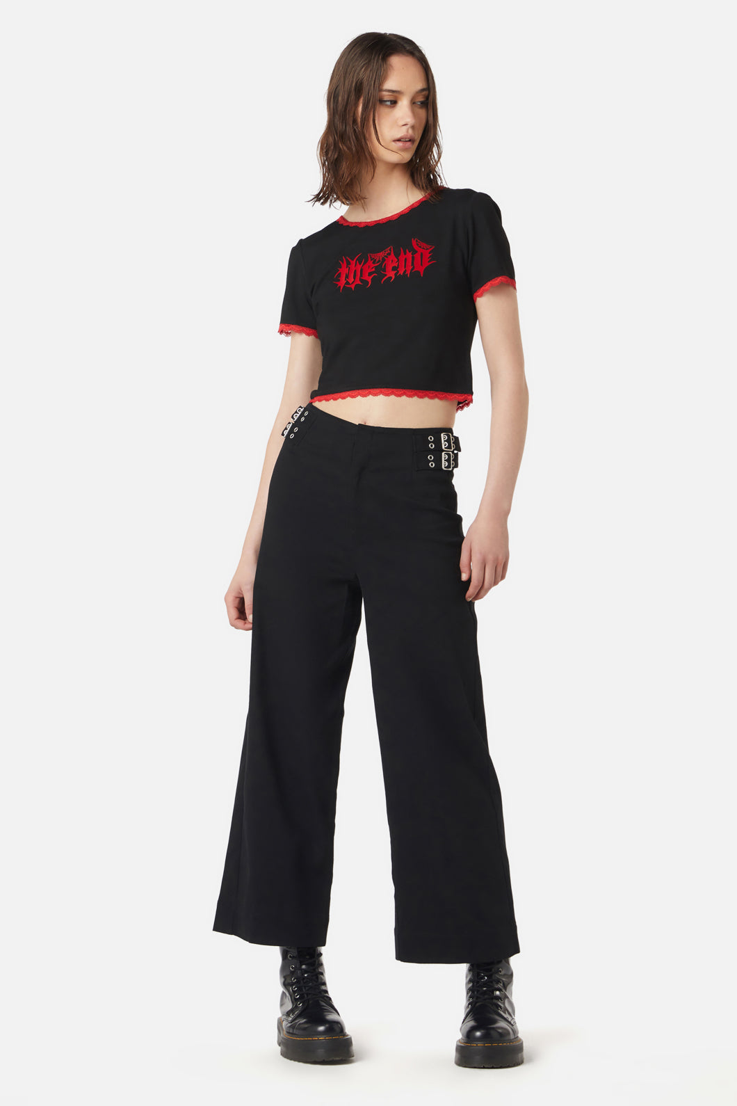 Dangerfield - Wide Leg Buckle Pant - black