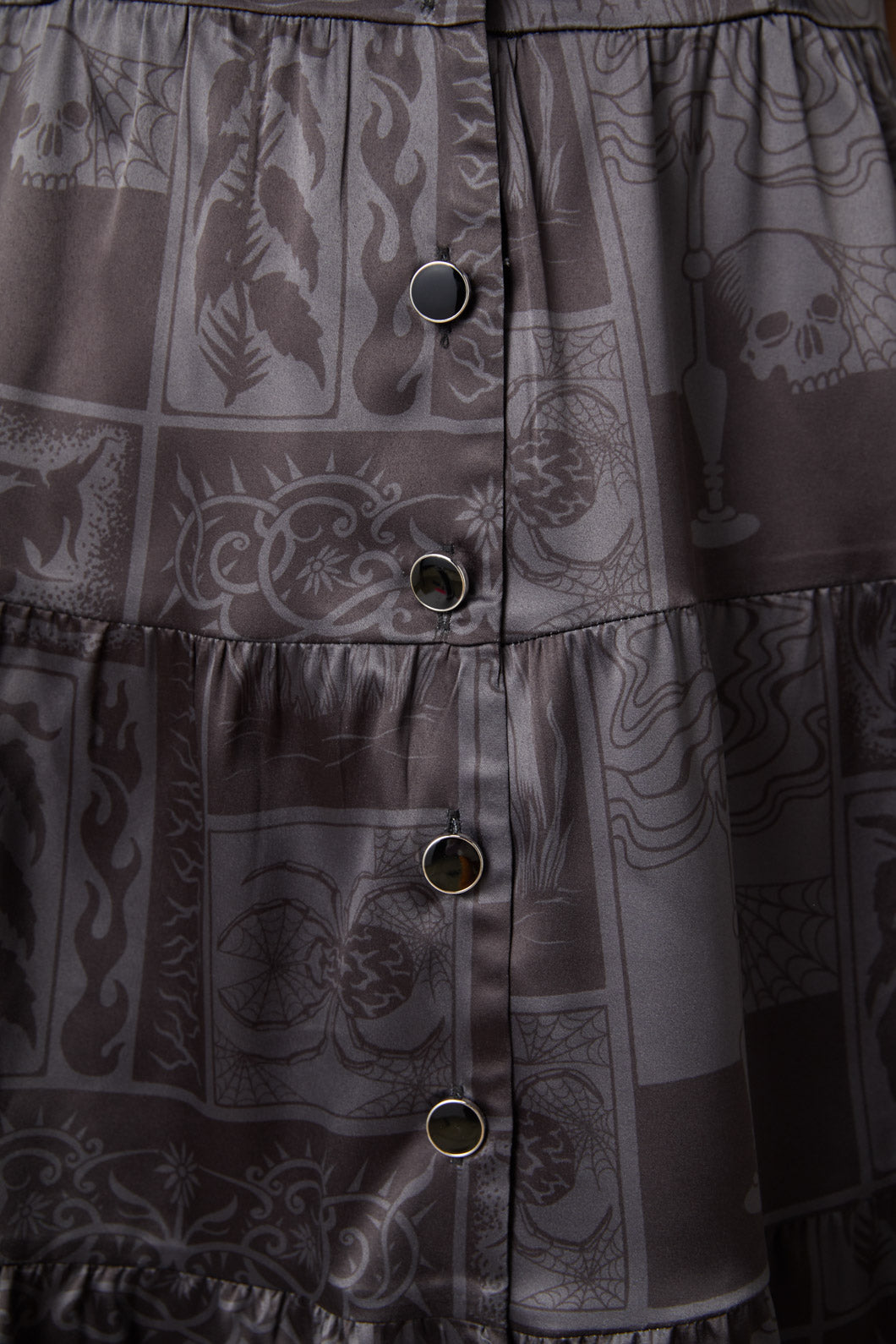 Dangerfield - Ruined Mansion Satin Brocade Dress - black-grey