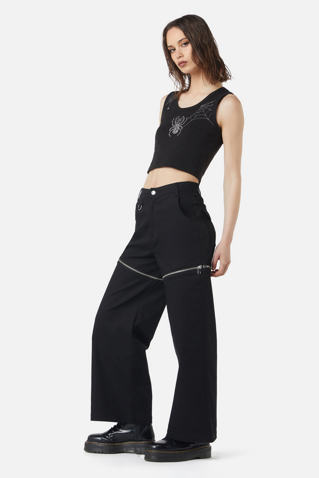 Dangerfield - Cobweb Embroidered Tank - black