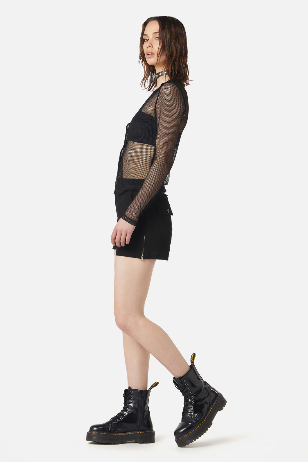 Dangerfield - Industrial Hybrid Mesh Blouse - black