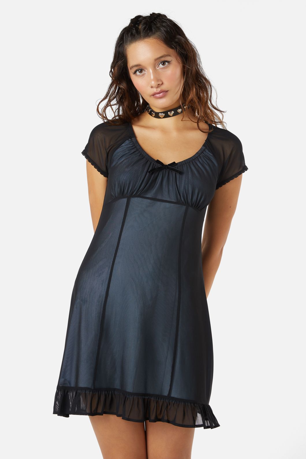 Dangerfield - Confess Mesh Mini Dress - black-blue