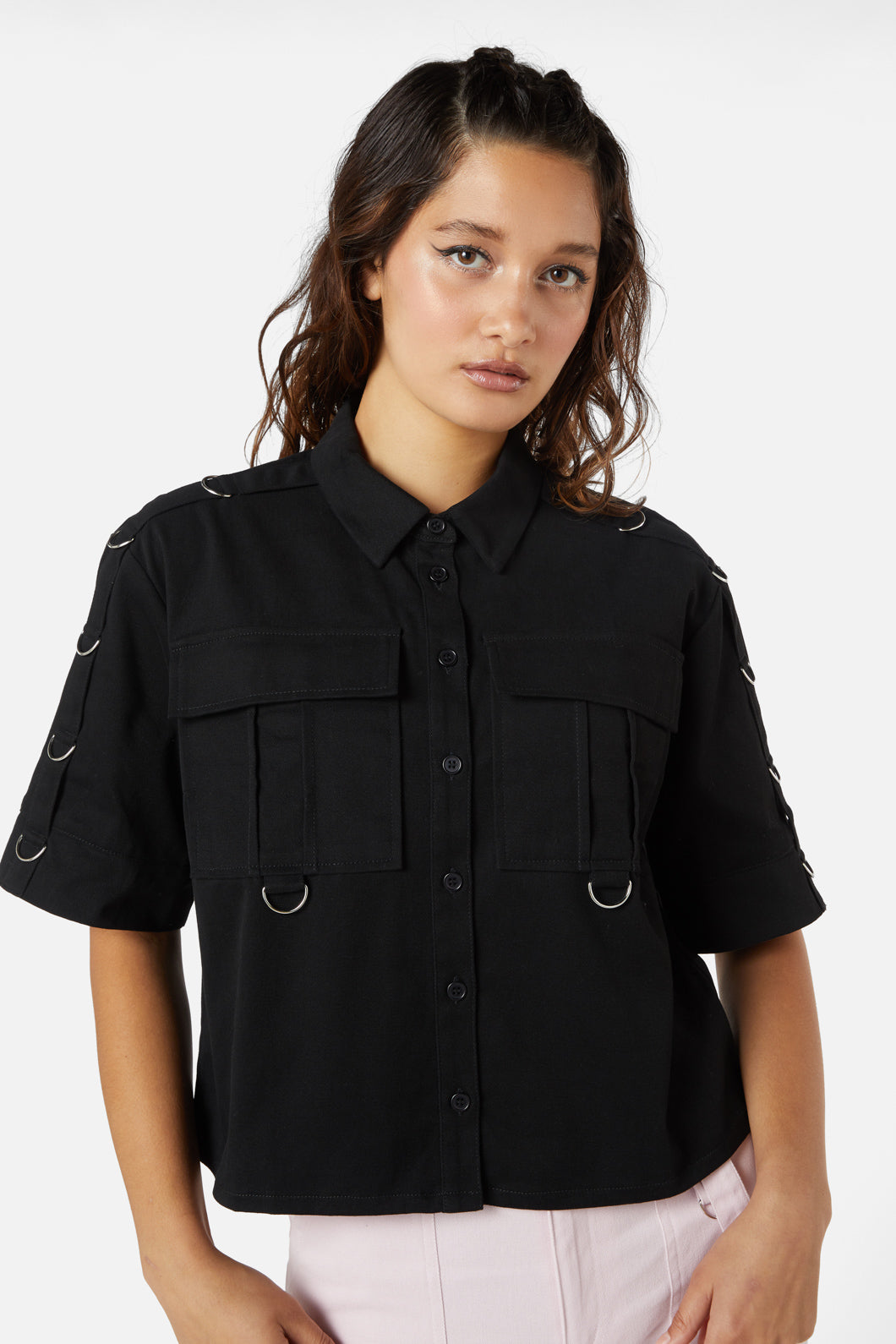 Dangerfield - Jagger O-Ring Crop Blouse - black