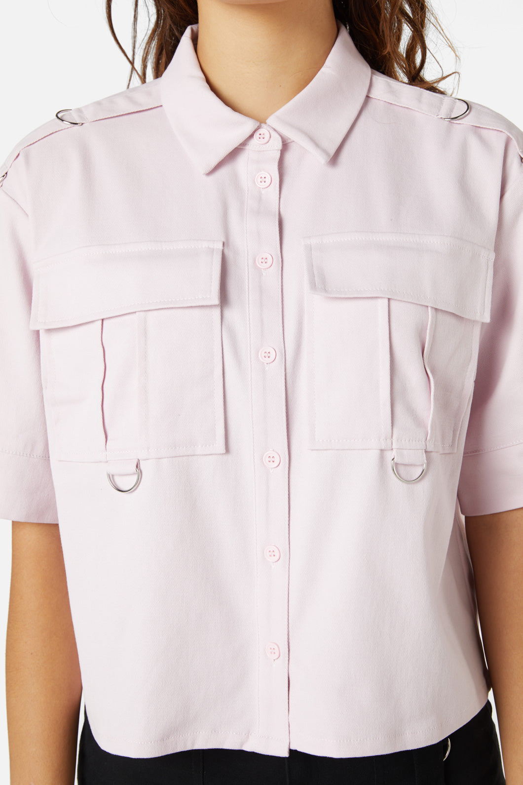 Dangerfield - Jagger O-Ring Crop Blouse - pink