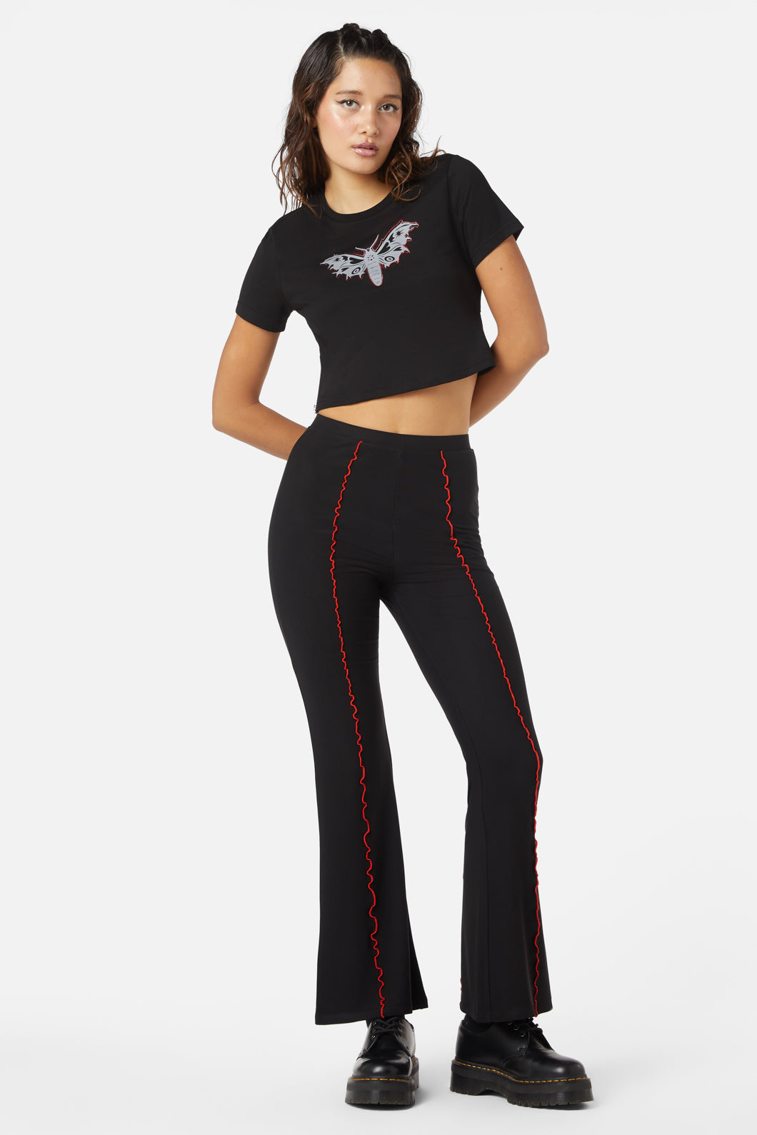 Dangerfield - Diamante Butterfly Zipper Tee - black