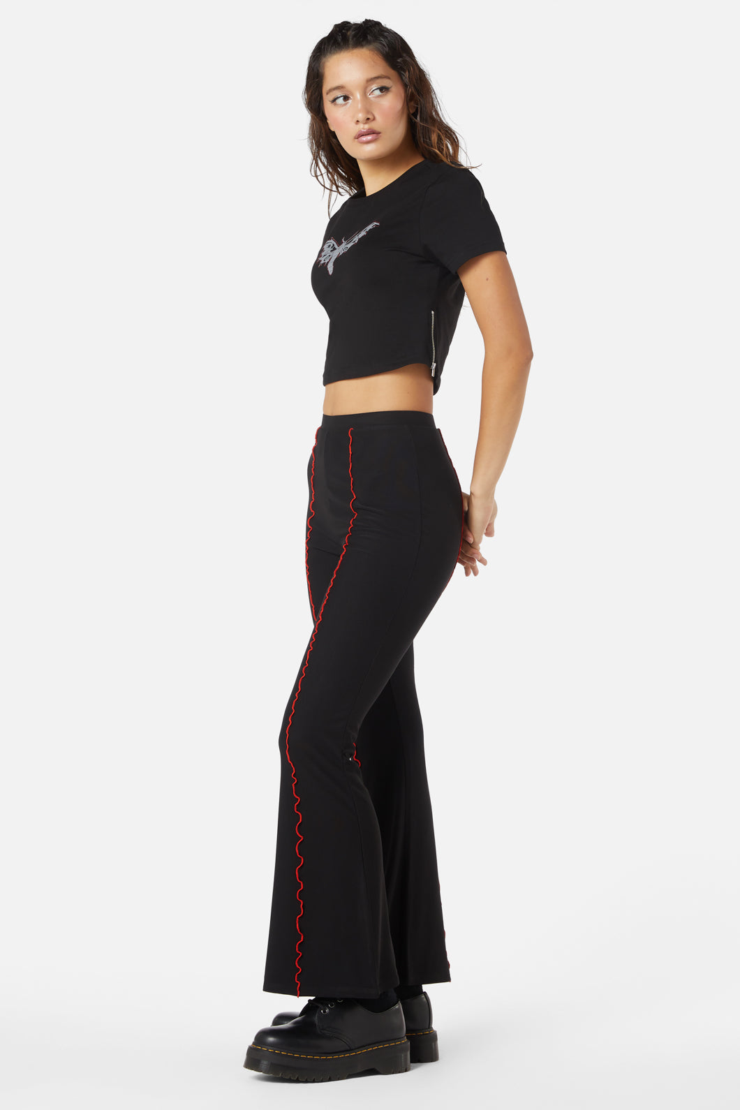 Dangerfield - Diamante Butterfly Zipper Tee - black