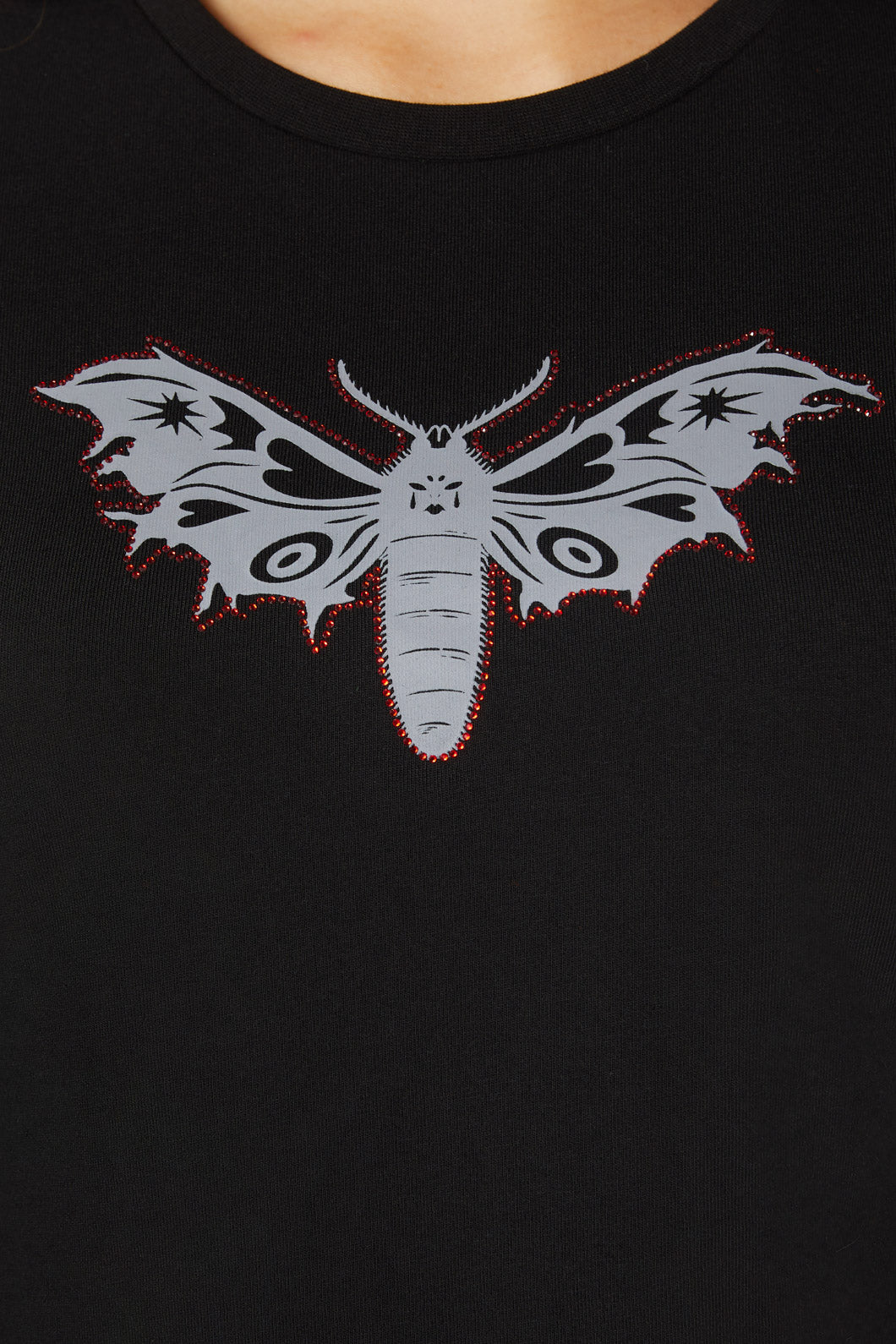 Dangerfield - Diamante Butterfly Zipper Tee - black