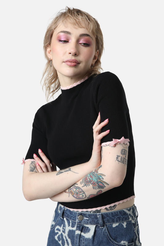 Dangerfield - Ammabelle Knit Bow Top - black