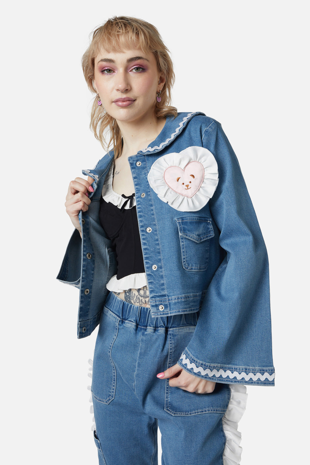 Dangerfield - Sailor Teddy Denim Jacket - denim-blue