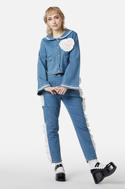 Dangerfield - Sailor Teddy Denim Jacket - denim-blue