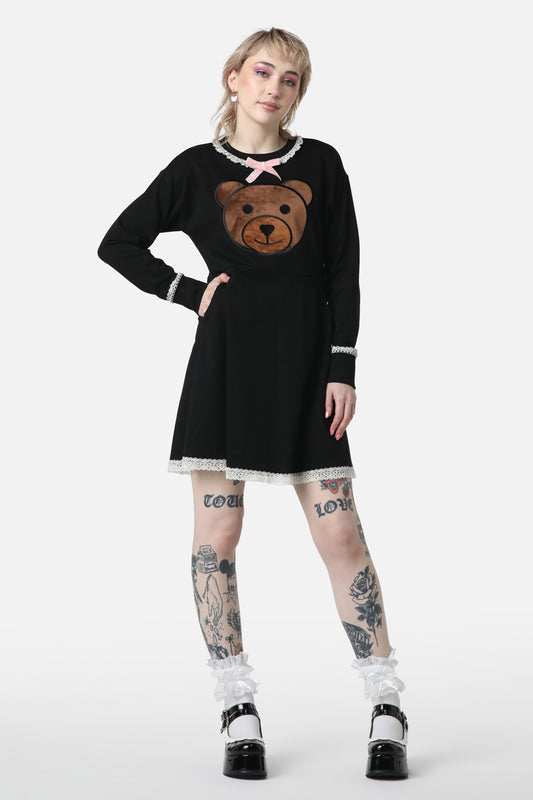 Dangerfield - Teddy Lace Jersey Dress - black
