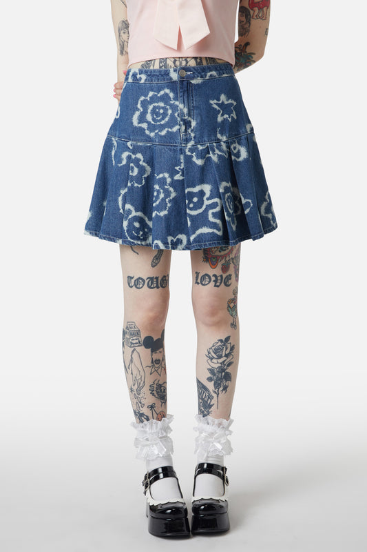 Dangerfield - White Out Denim Skirt - denim-blue