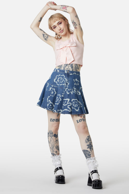 Dangerfield - White Out Denim Skirt - denim-blue