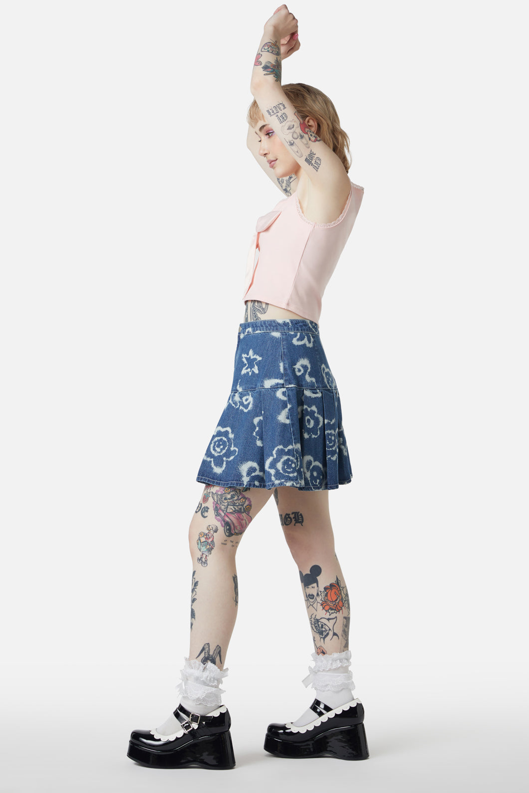 Dangerfield - White Out Denim Skirt - denim-blue