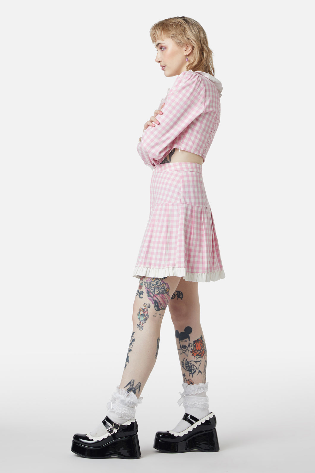 Dangerfield - Picnic Party Pleated Skirt - pink