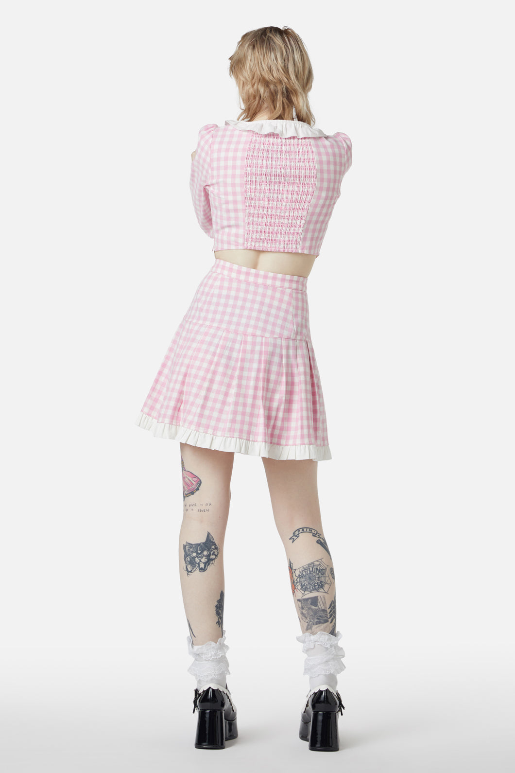 Dangerfield - Picnic Party Pleated Skirt - pink