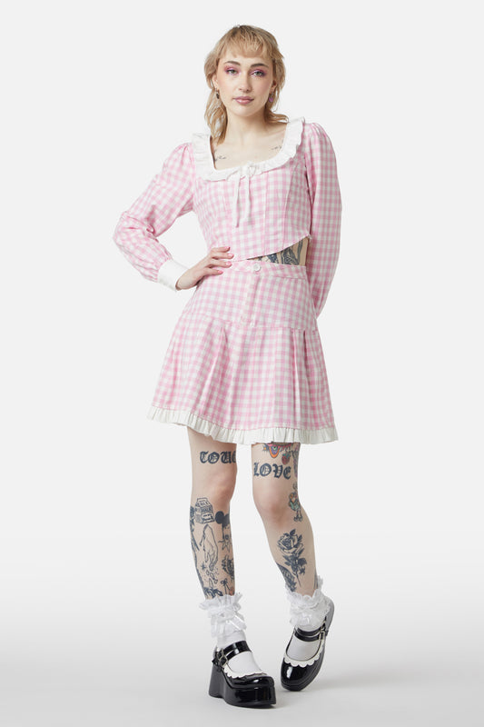 Dangerfield - Picnic Party Corset Blouse - pink
