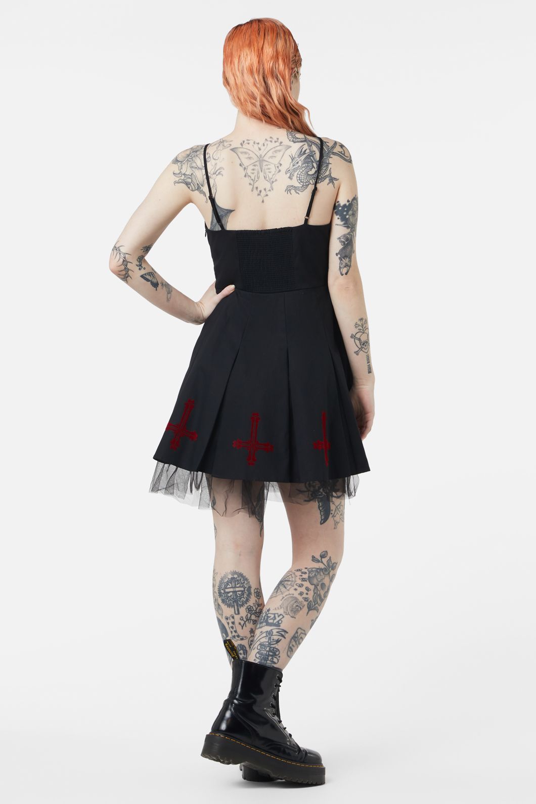 Dangerfield - Hail Lilith Flocked Hem Bustier Dress - black