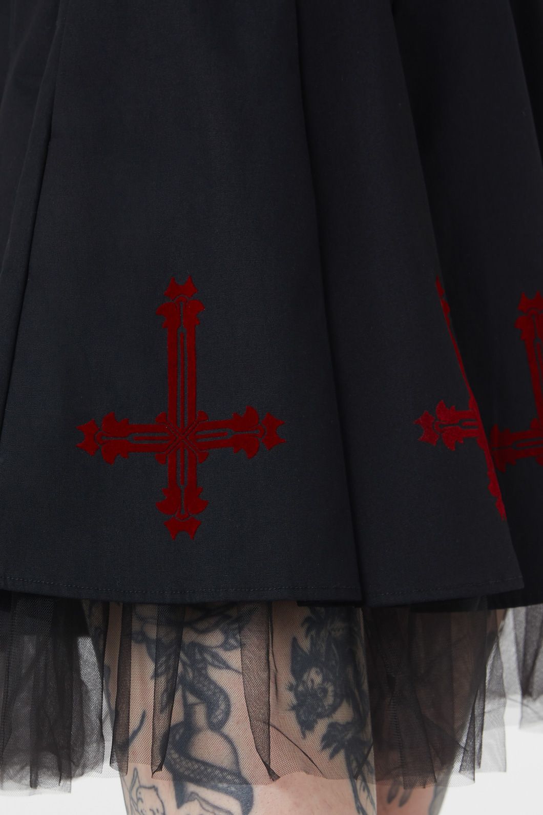 Dangerfield - Hail Lilith Flocked Hem Bustier Dress - black