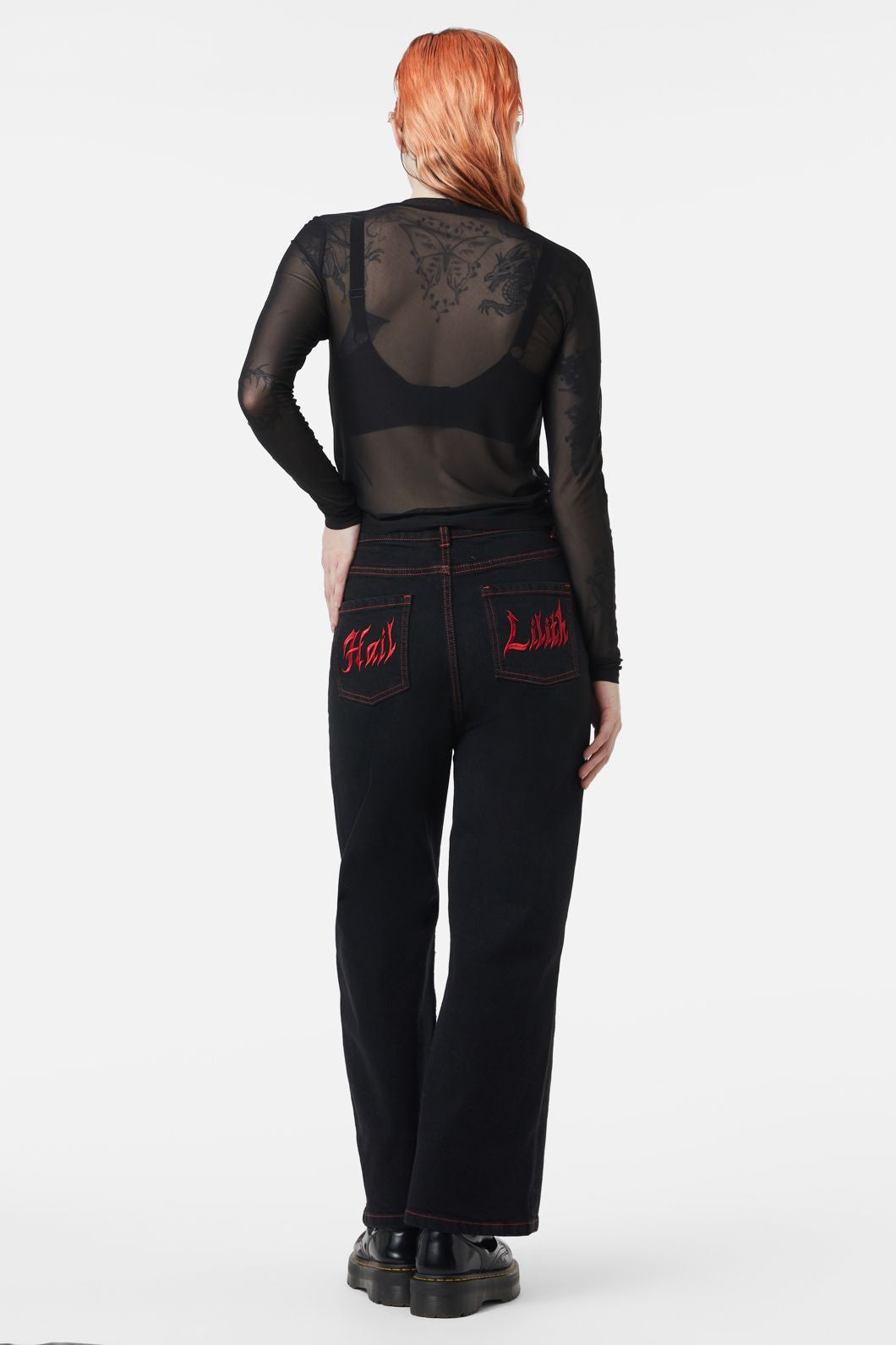 Dangerfield - Hail Lilith Flocked Mesh Top - black