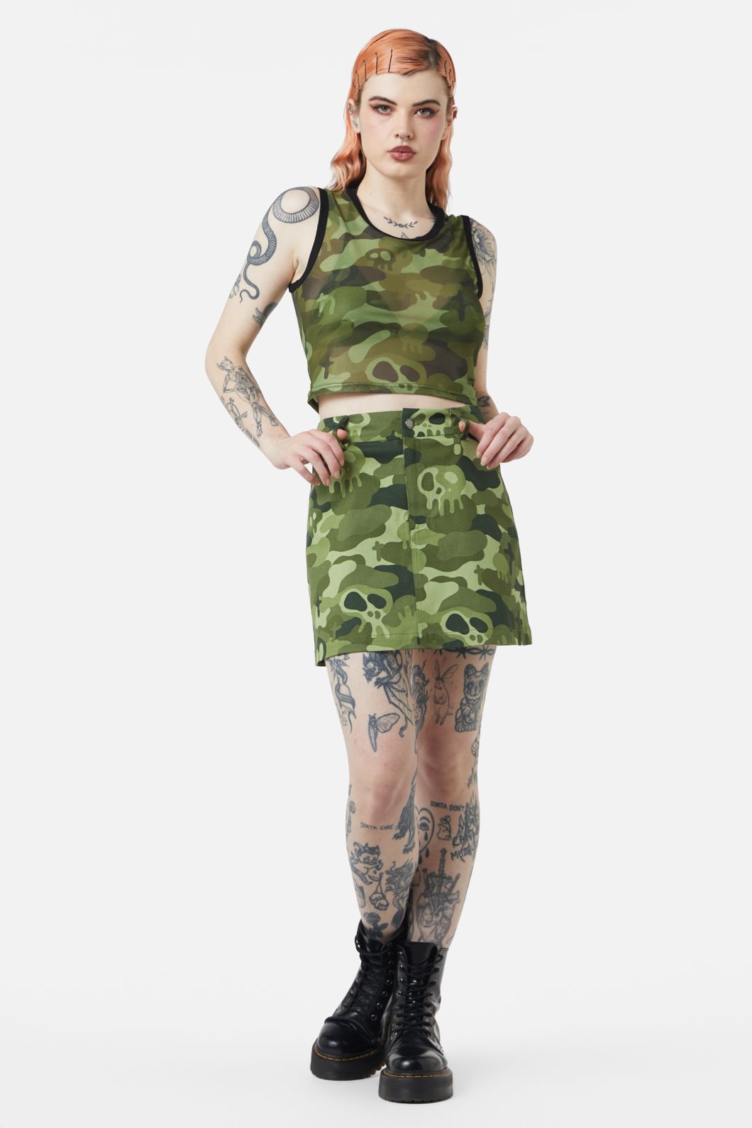 Dangerfield - Nook Of The Garden Camo Mesh Tank - green