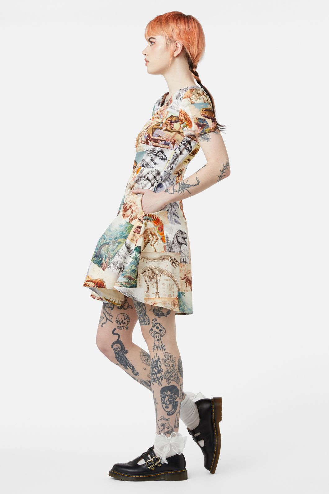 Dangerfield - Prehistoric Dino Tile Print Dress - multi