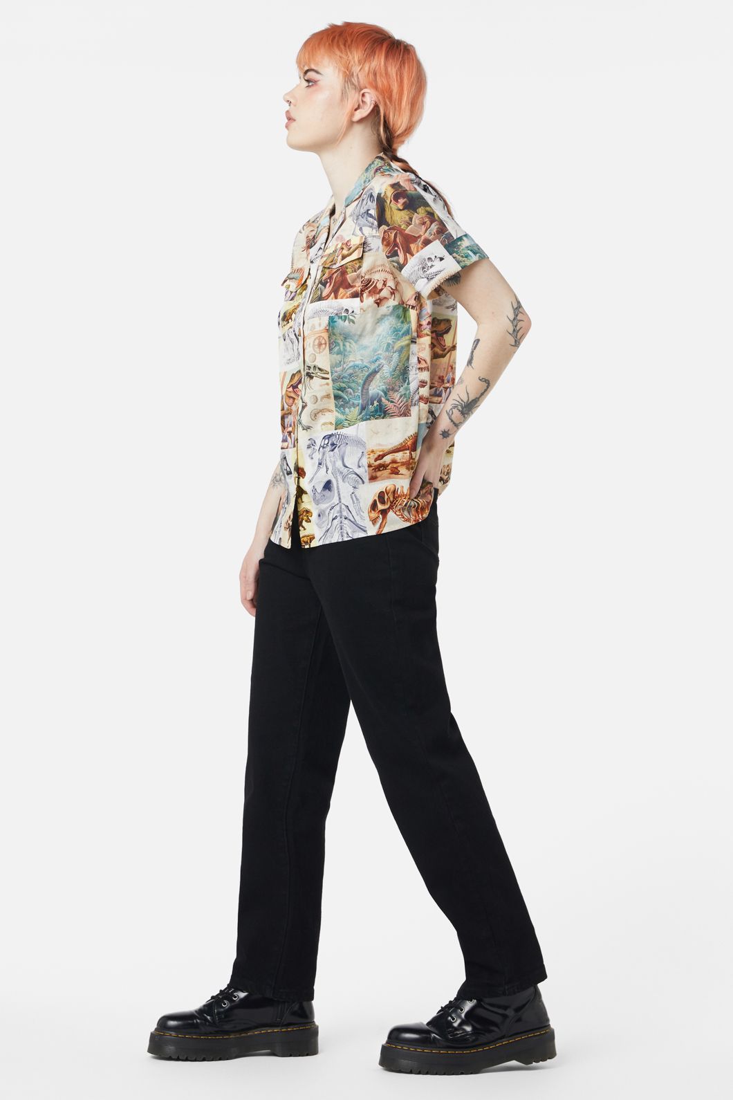Dangerfield - Prehistoric Dino Tile Print Blouse - multi