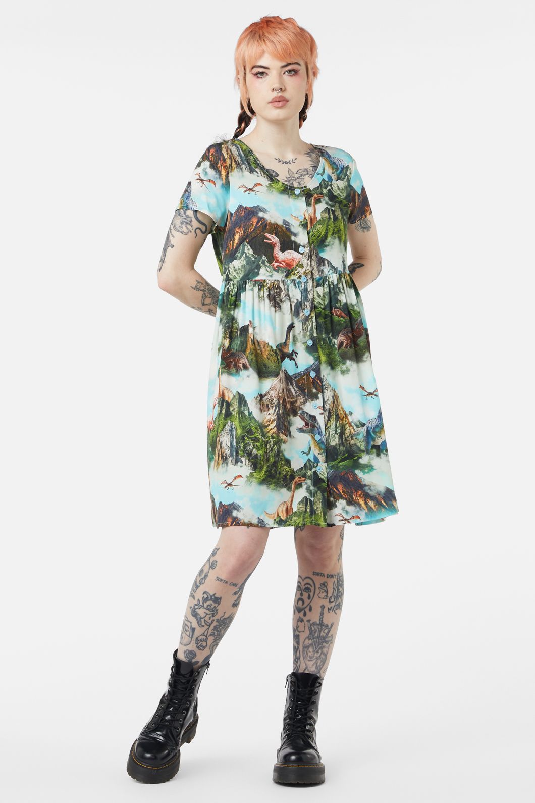 Dangerfield - Triassic Scene Printed Dress - multi