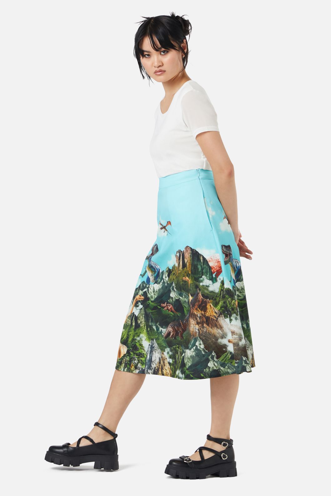 Dangerfield - Triassic Scene Border Skirt - multi