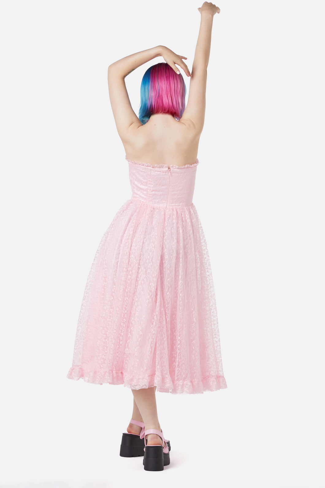 Dangerfield - Elina Lace Trim Dress - pink