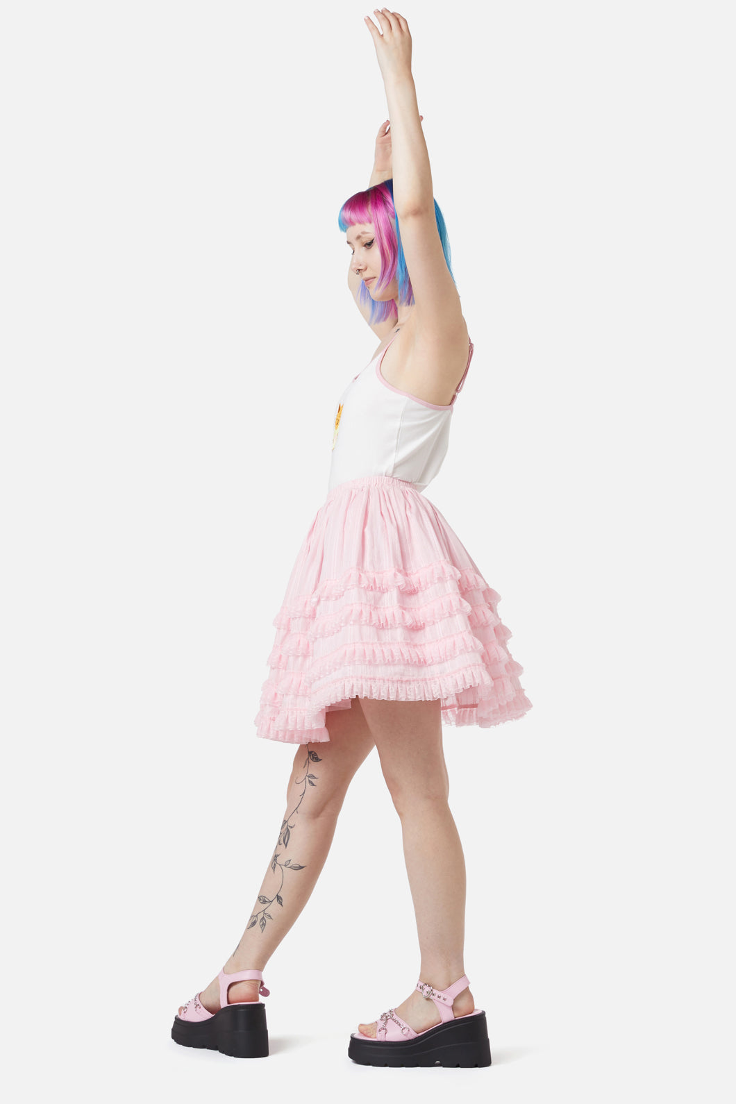 Dangerfield - Elina Lace Trim Skirt - pink