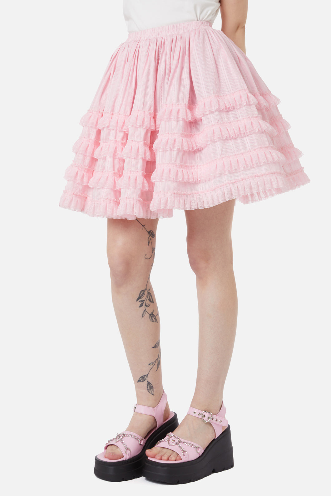 Dangerfield - Elina Lace Trim Skirt - pink