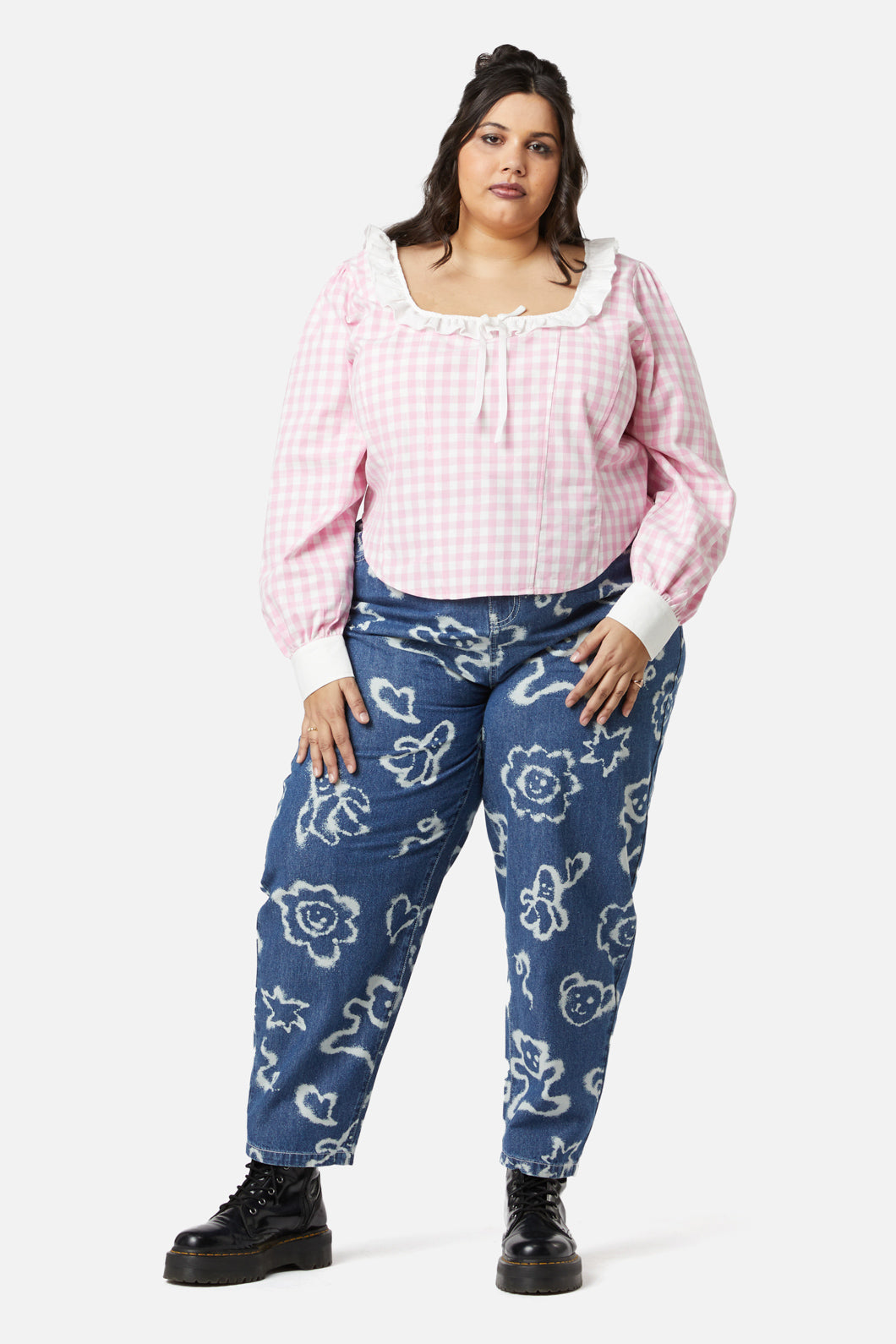 Dangerfield - Curve Picnic Party Corset Blouse - pink