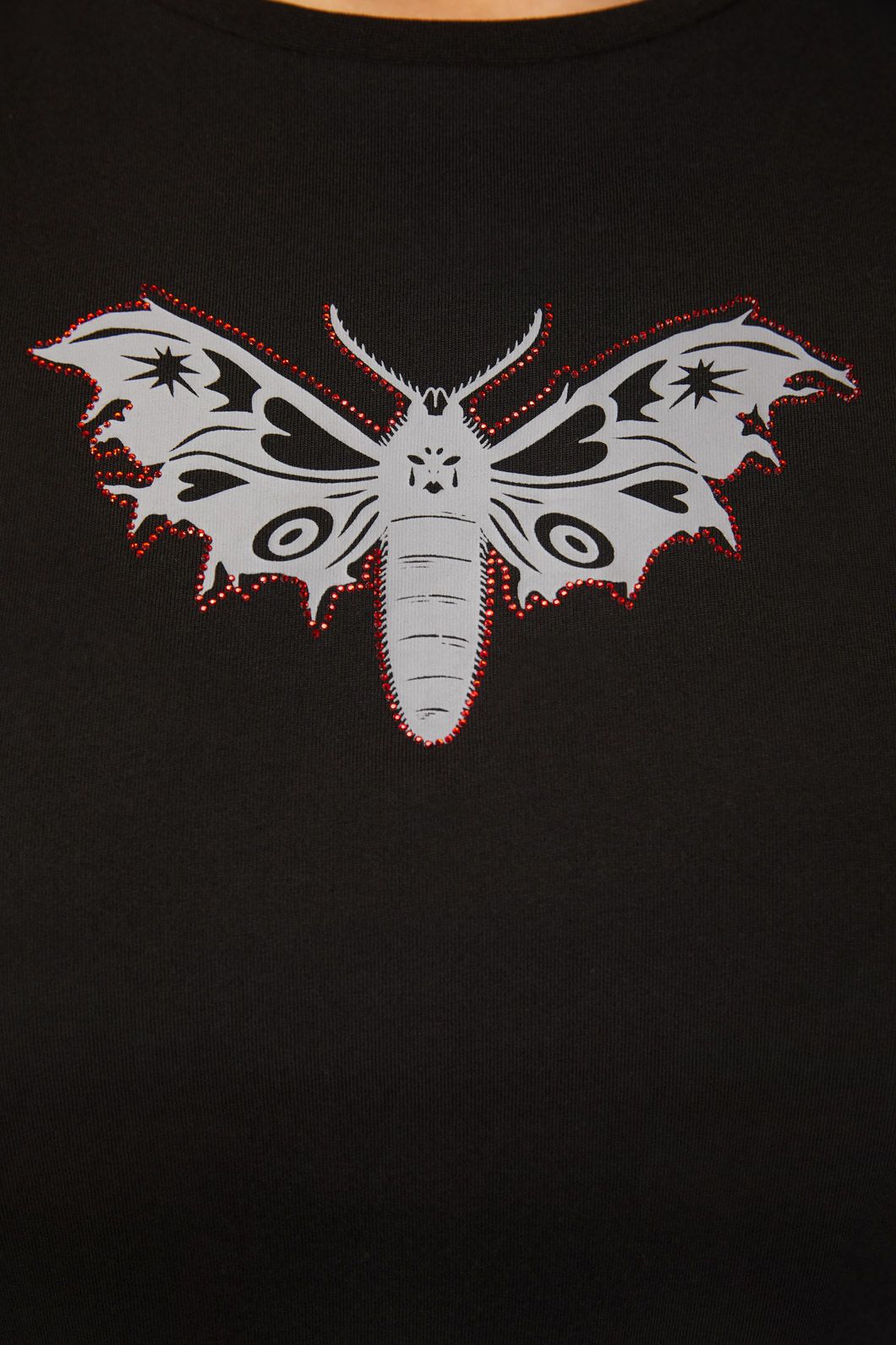 Dangerfield - Curve Diamante Butterfly Zipper Tee - black