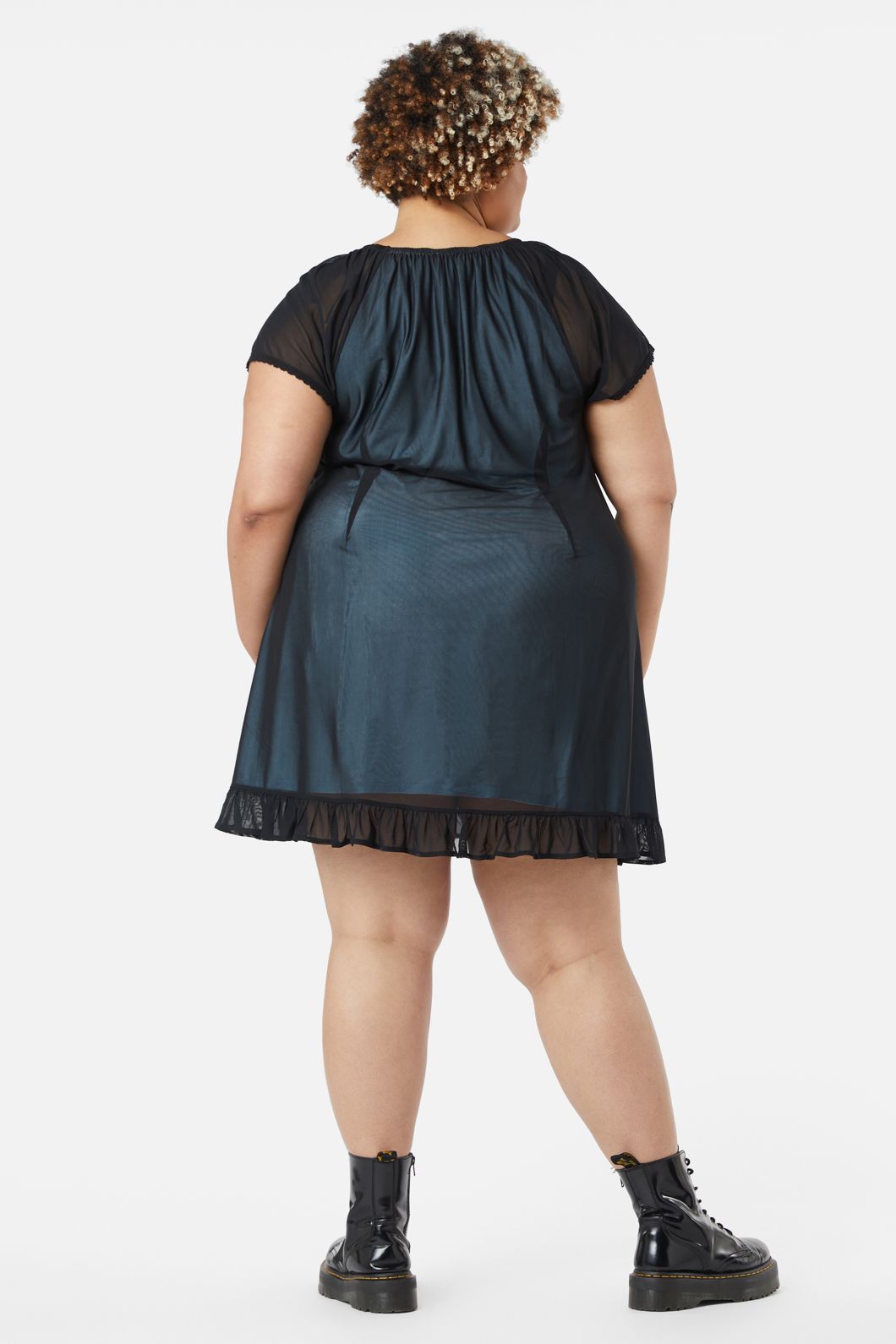 Dangerfield - Curve Confess Mesh Mini Dress - black-blue