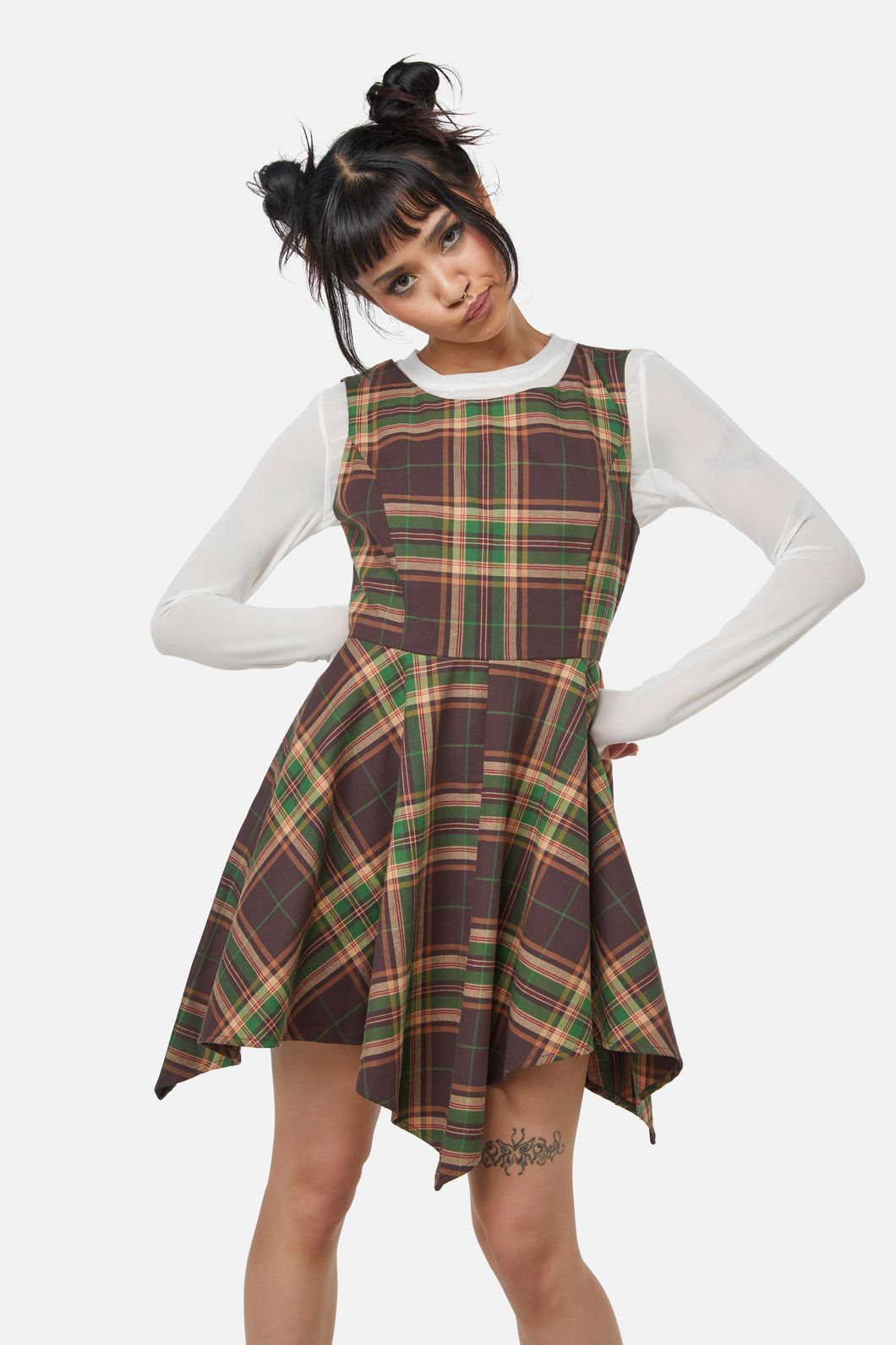 Dangerfield - Triassic Tartan Handkerchief Pinny - brown