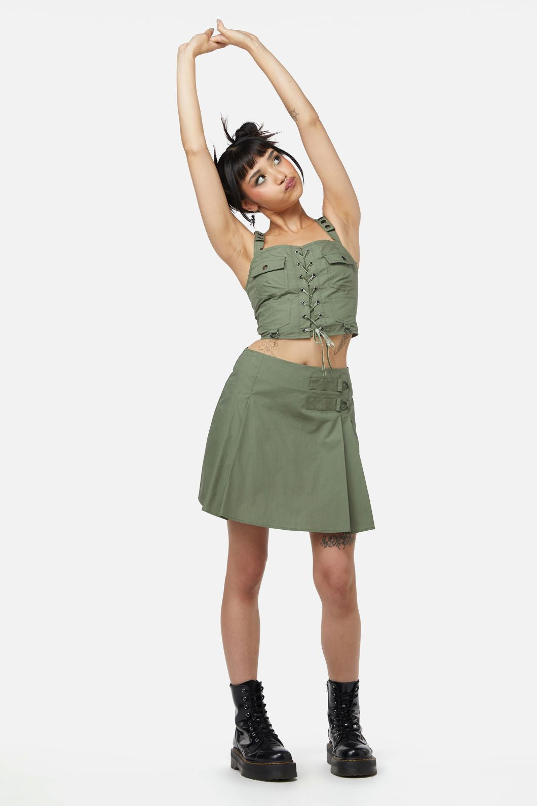 Dangerfield - Field Work Pleated Skirt - olive