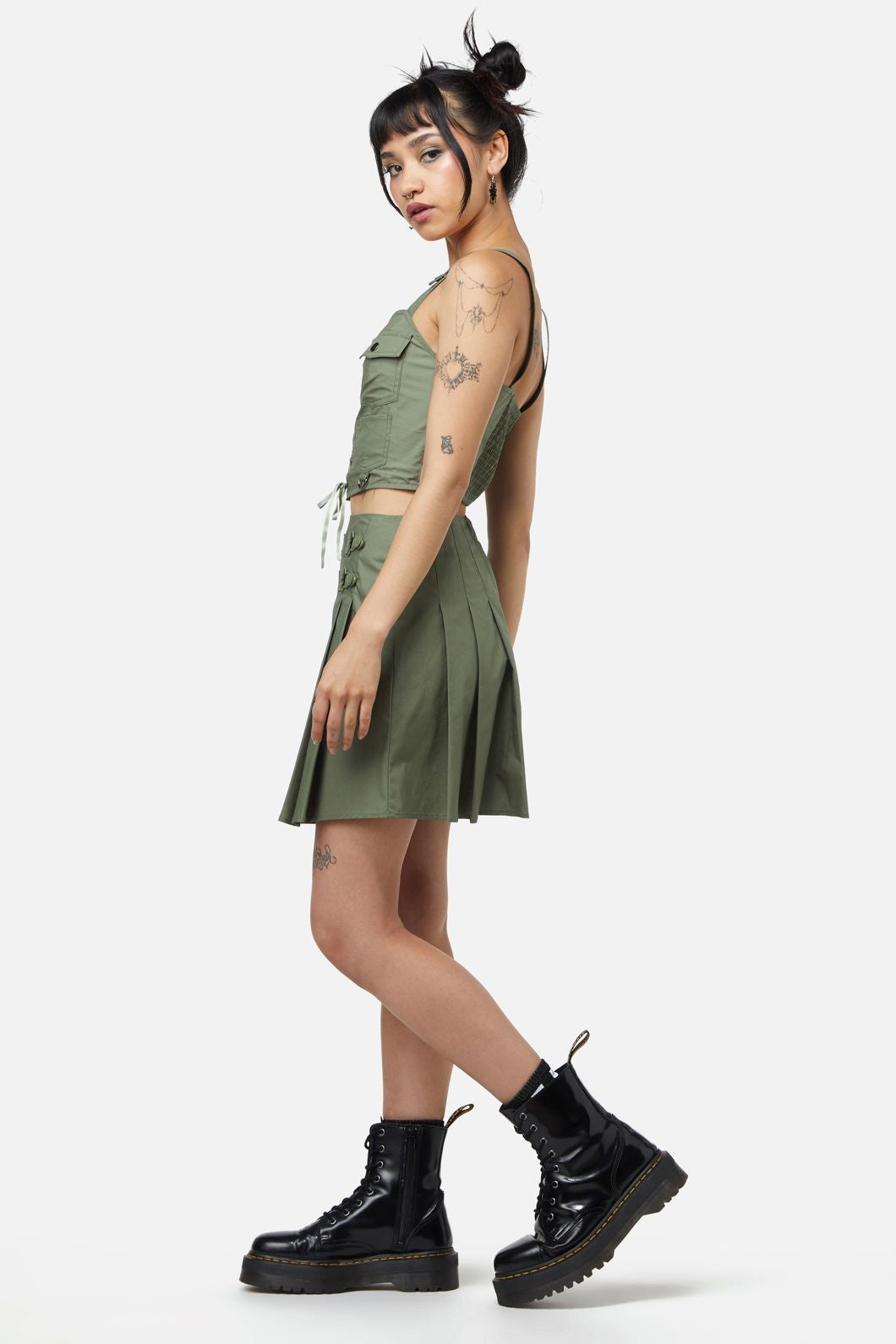 Dangerfield - Field Work Pleated Skirt - olive