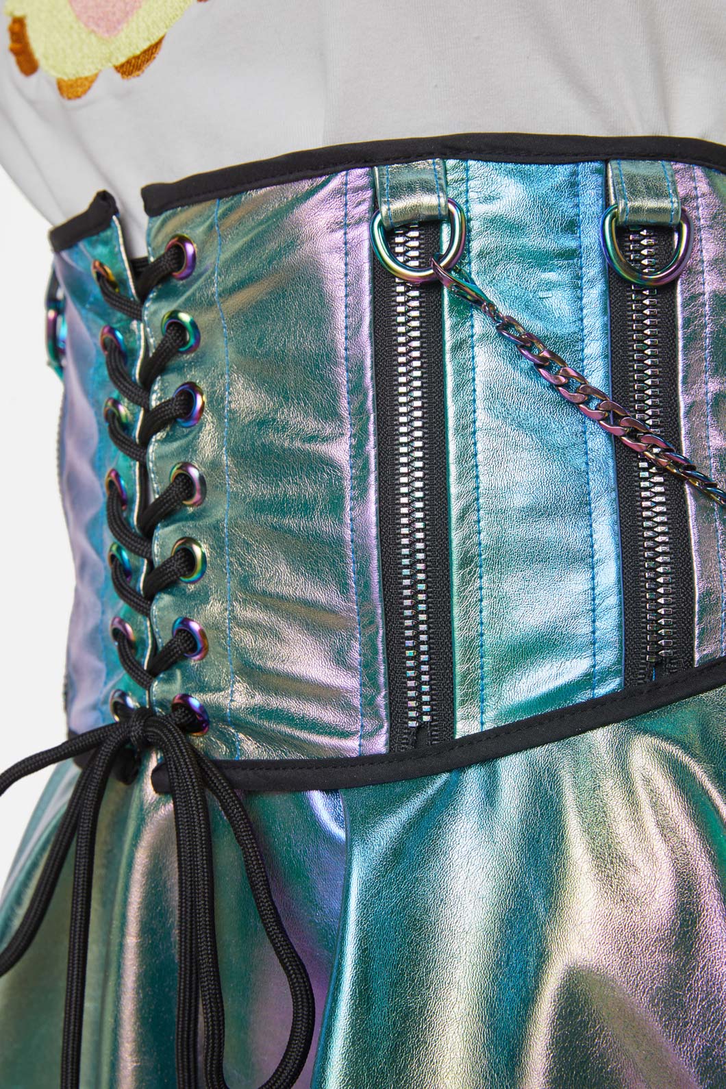 Dangerfield - Infrared Zipper Underbust Pu Corset - rainbow