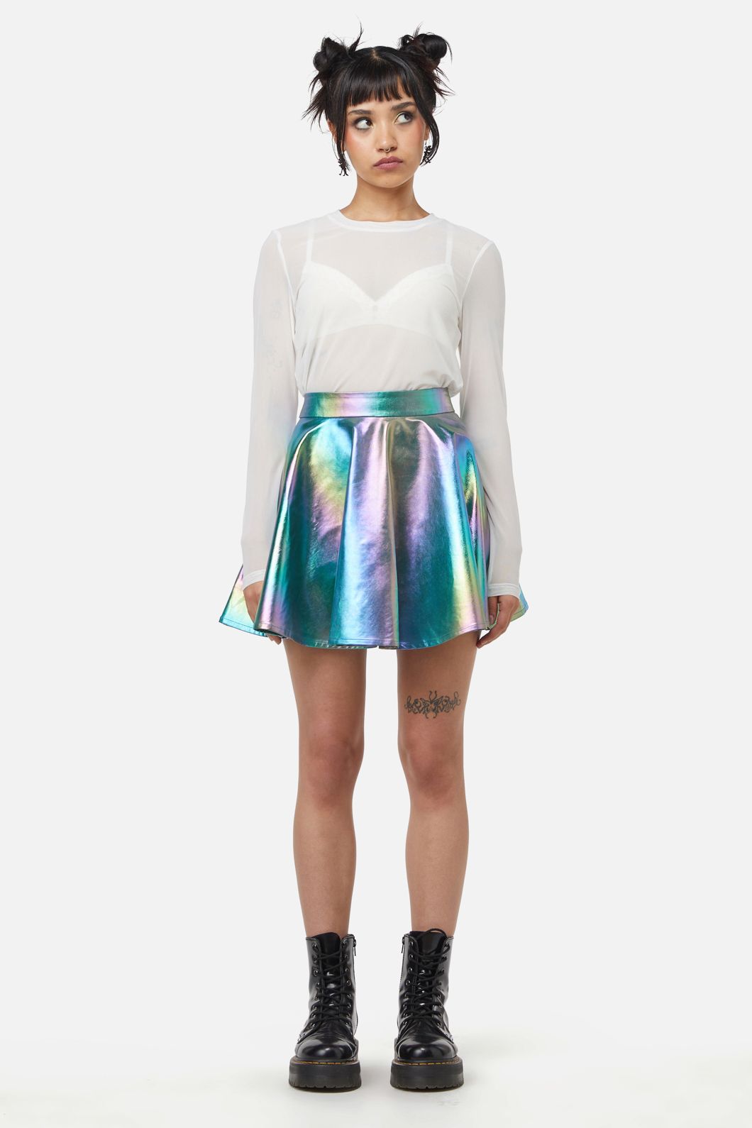 Dangerfield - Infrared Pu Circle Skirt - rainbow