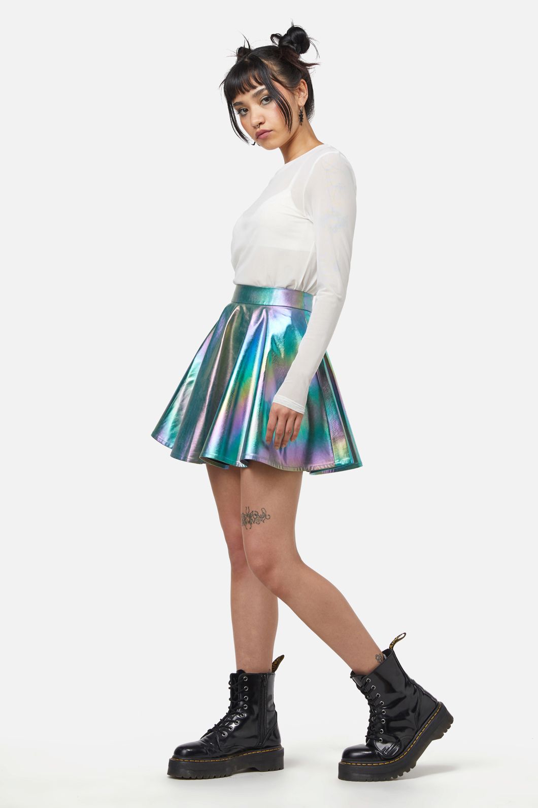 Dangerfield - Infrared Pu Circle Skirt - rainbow