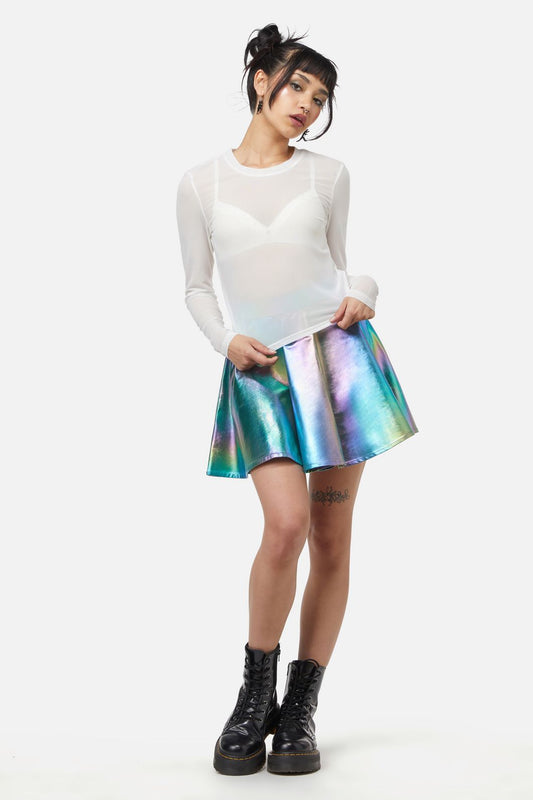 Dangerfield - Basic Mesh Long Sleeve Top - white