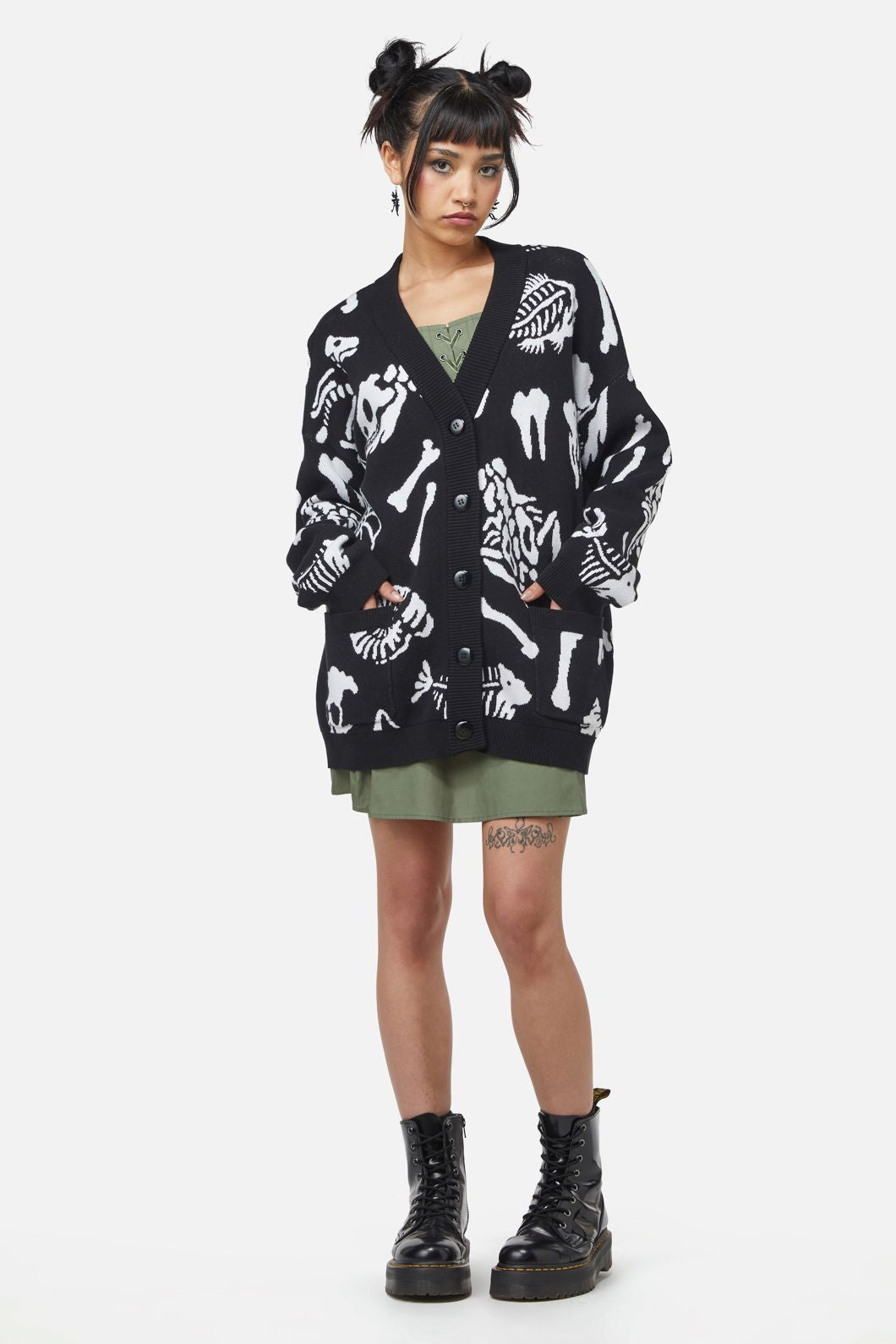 Dangerfield - Trace Fossils Utility Knit Cardi - black