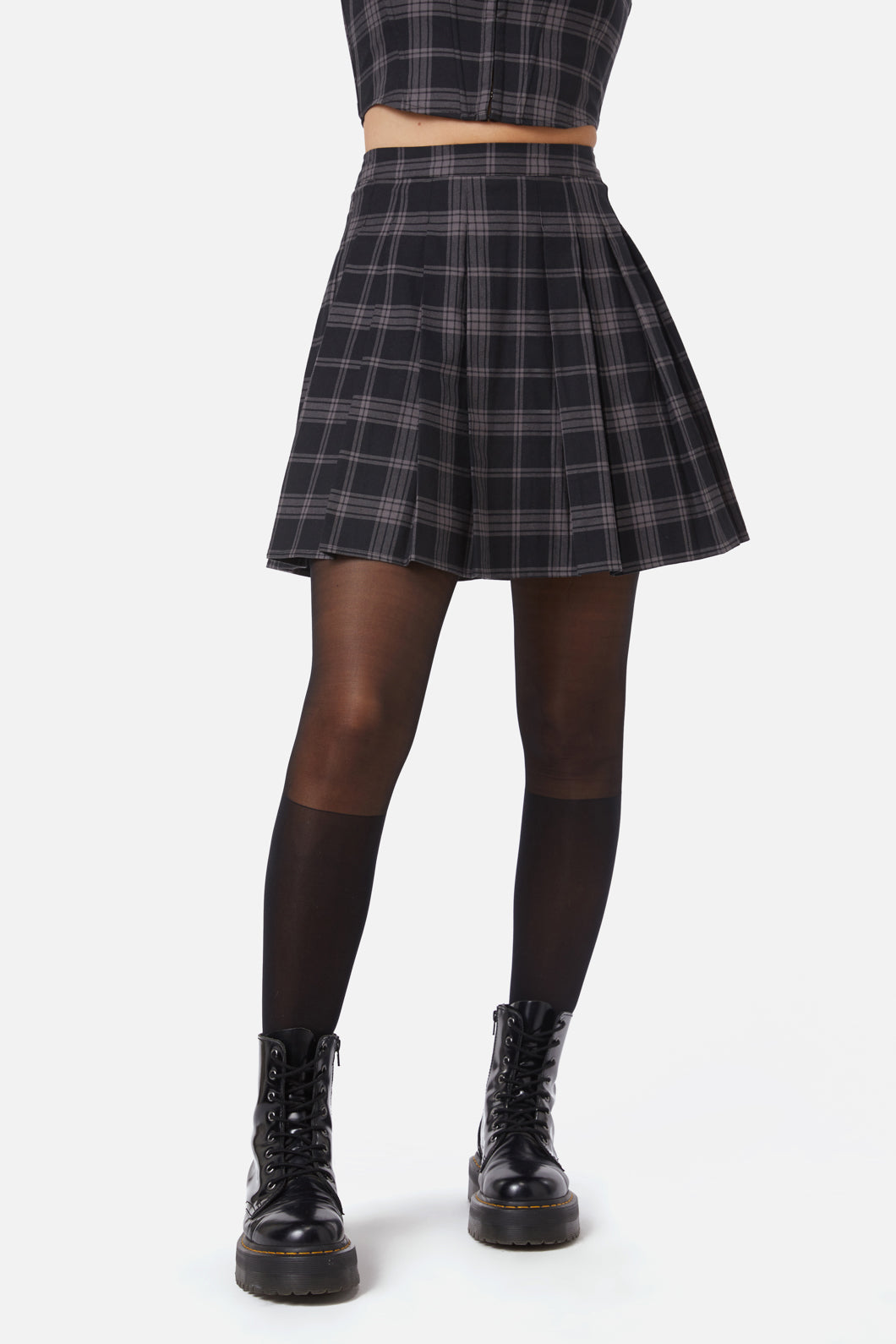 Dangerfield - Victoria Tartan Pleated Skirt - black