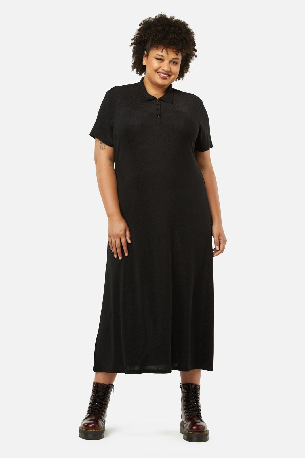 Dangerfield - Curve Glitter Mesh Midi Dress - black