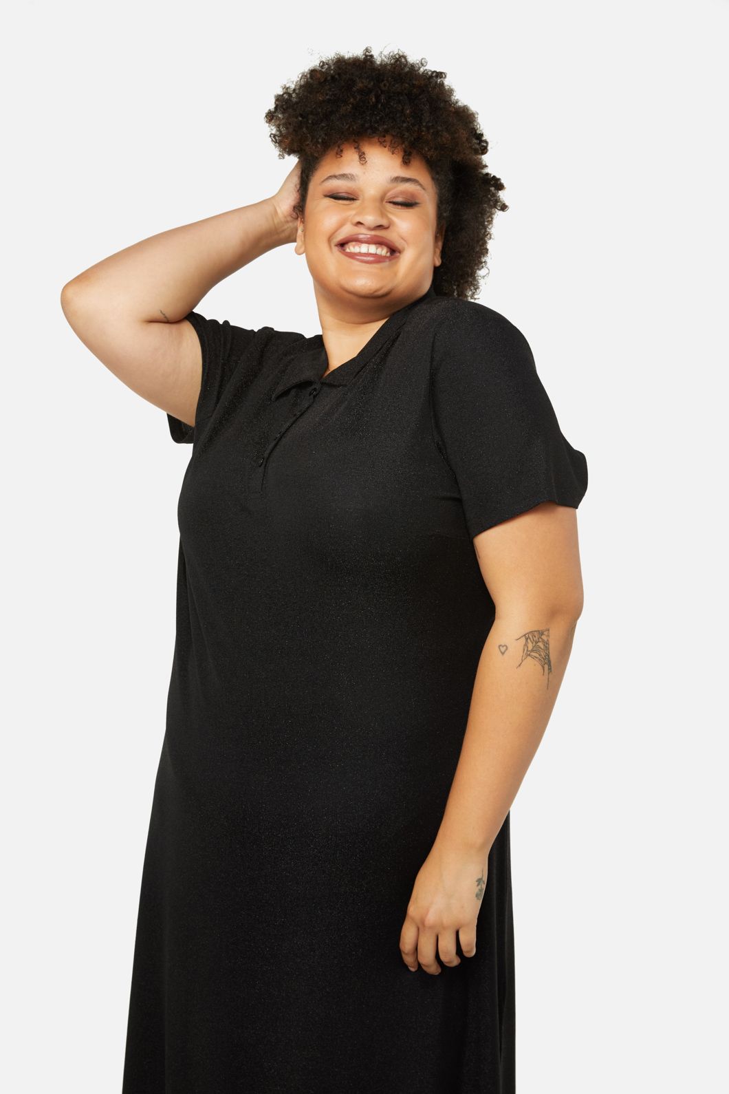 Dangerfield - Curve Glitter Mesh Midi Dress - black