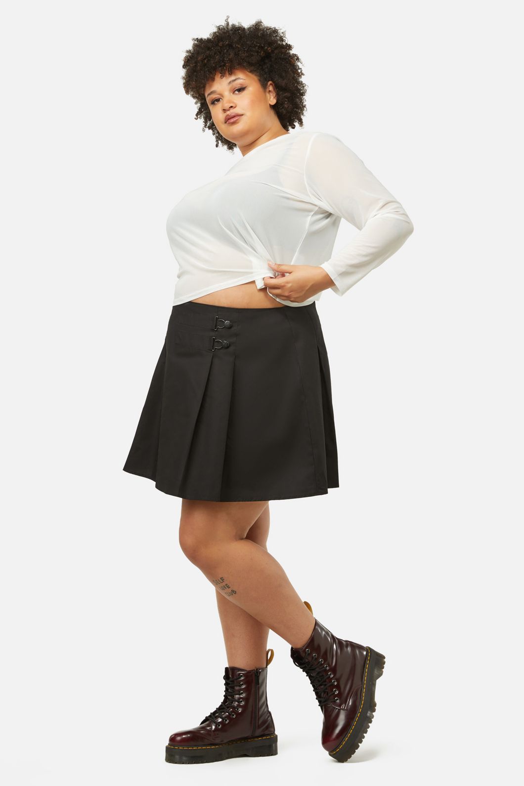 Dangerfield - Curve Field Work Pleated Skirt - black