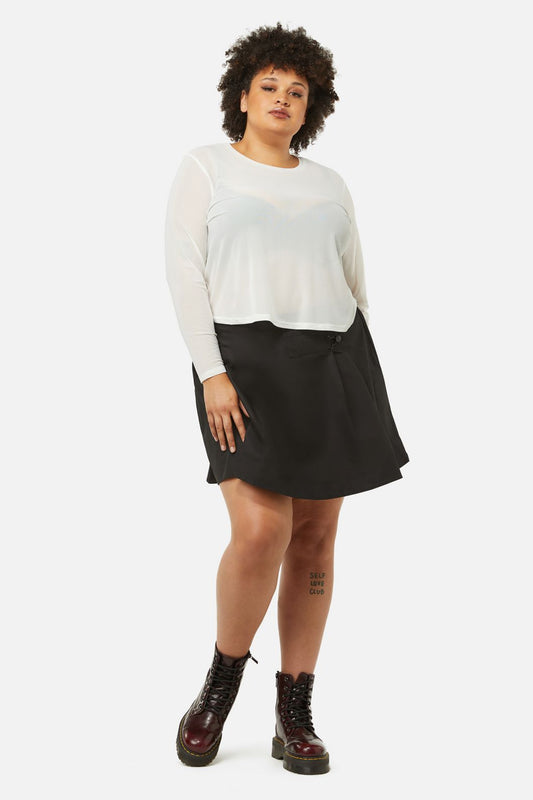 Dangerfield - Curve Basic Mesh Long Sleeve Top - white