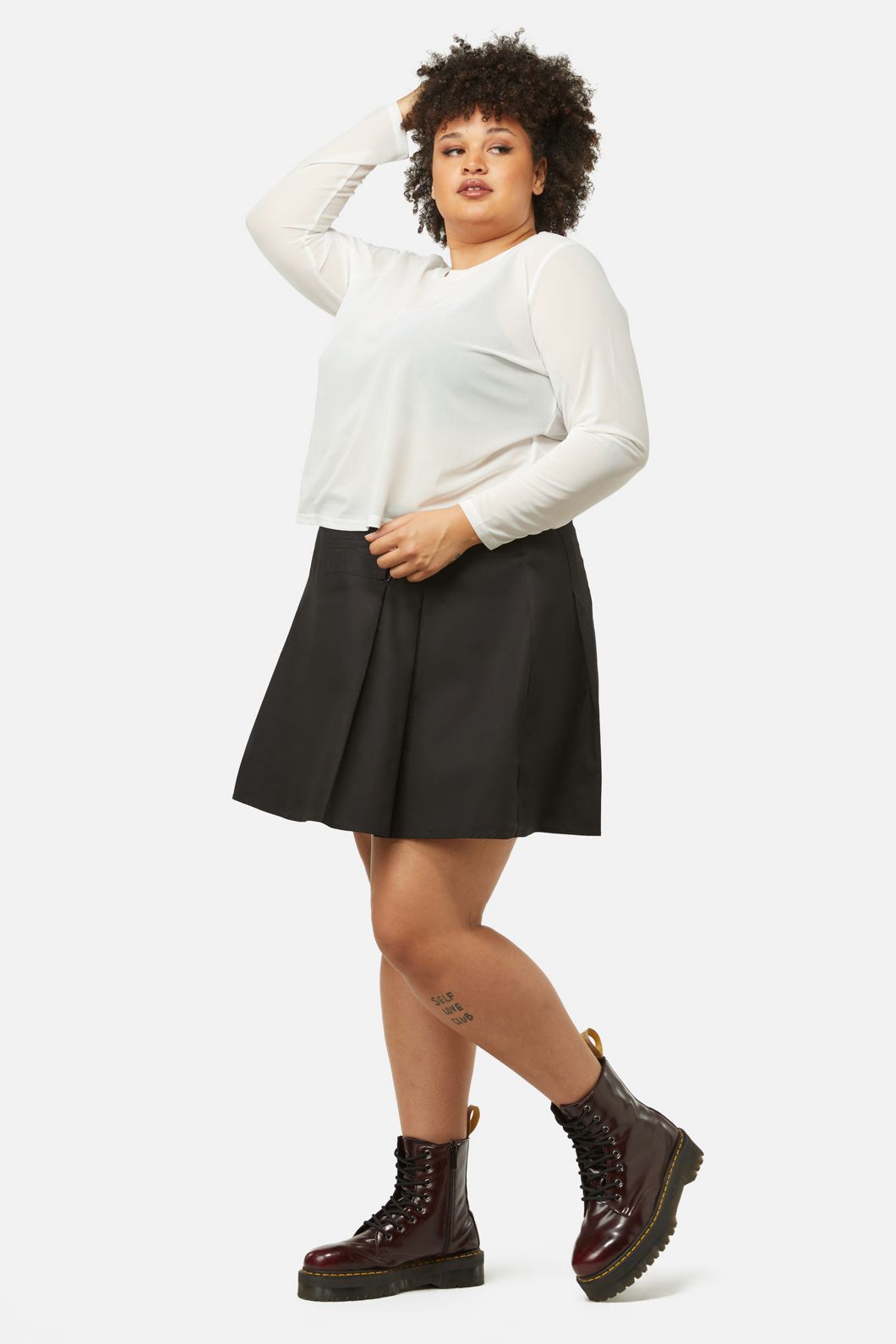 Dangerfield - Curve Basic Mesh Long Sleeve Top - white