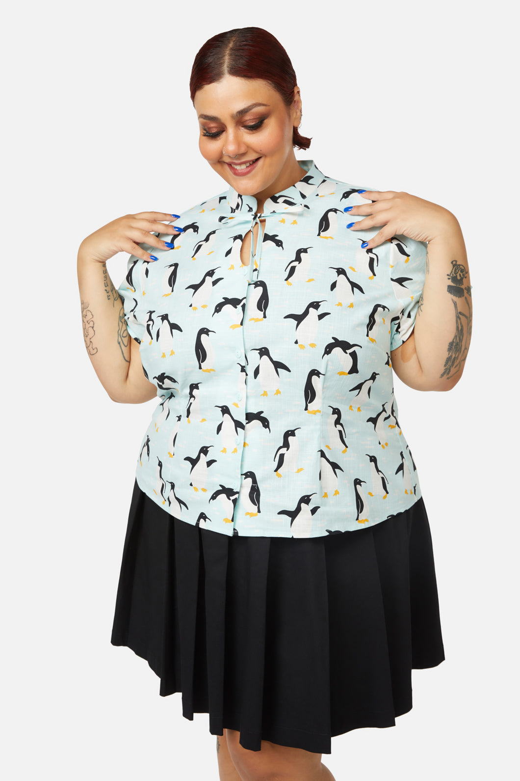 Dangerfield - Curve Penguin Blouse - blue