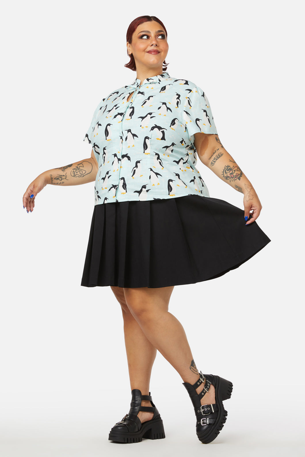 Dangerfield - Curve Penguin Blouse - blue